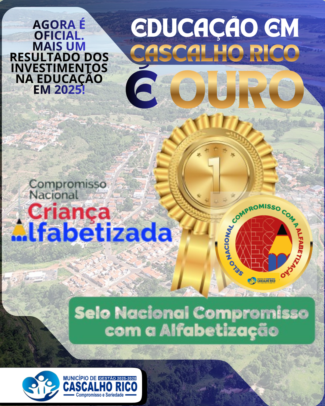 Cascalho Rico conquista Selo ‘Ouro’ no Compromisso Nacional Criança Alfabetizada